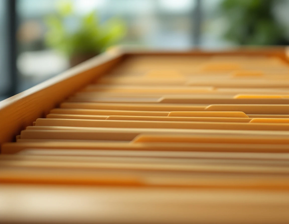 Organized filing cabinet with paper folders arranged for systematic record retention and audit compliance