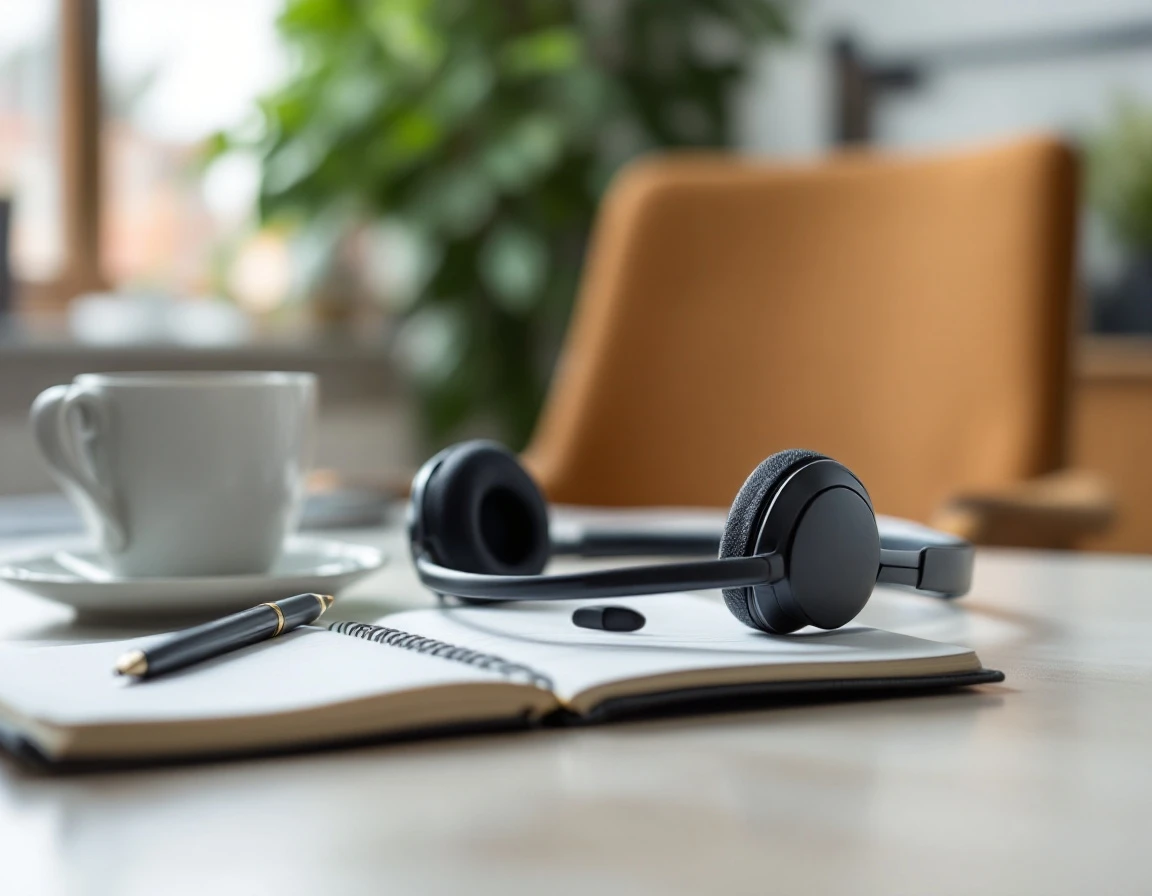 Customer service headset on desk workspace representing entry-level frontline positions