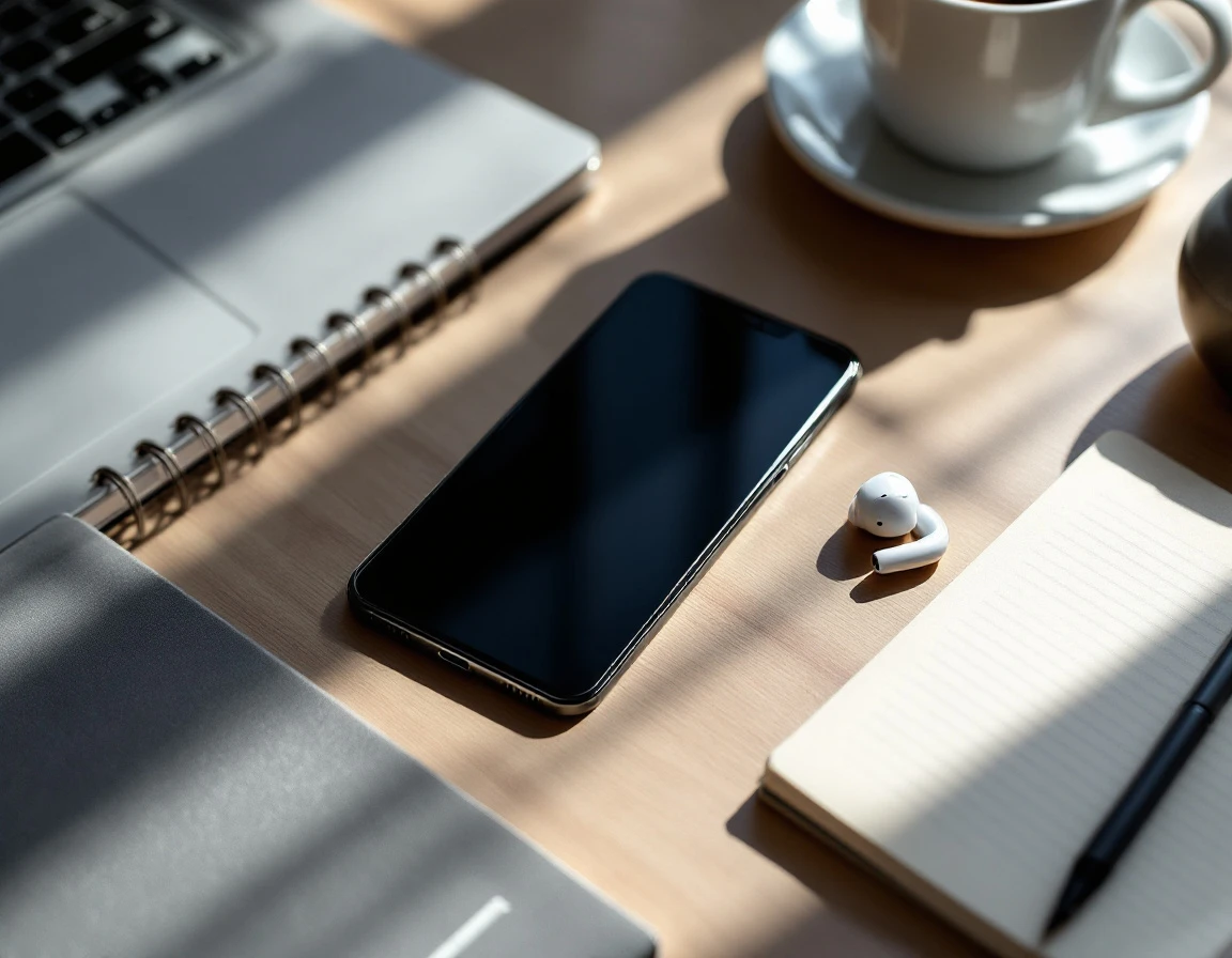 Modern smartphone and workspace tools representing mobile-first workforce management solutions