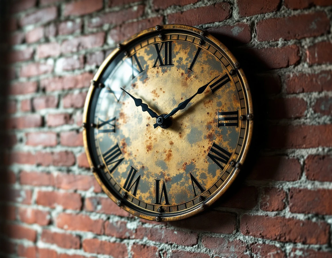Worn vintage clock on brick wall showing passage of time for wage-and-hour compliance tracking