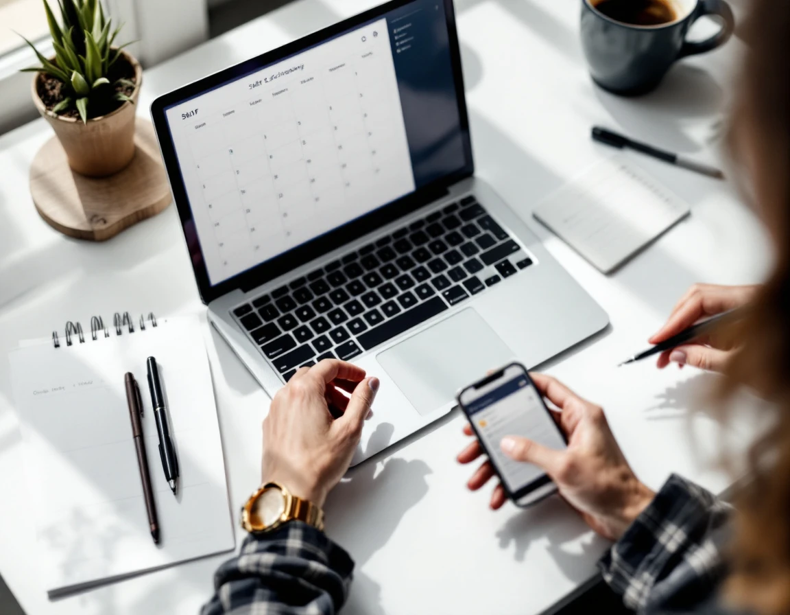 Smartphone and calendar on desk showing shift scheduling workflow during holiday staffing planning