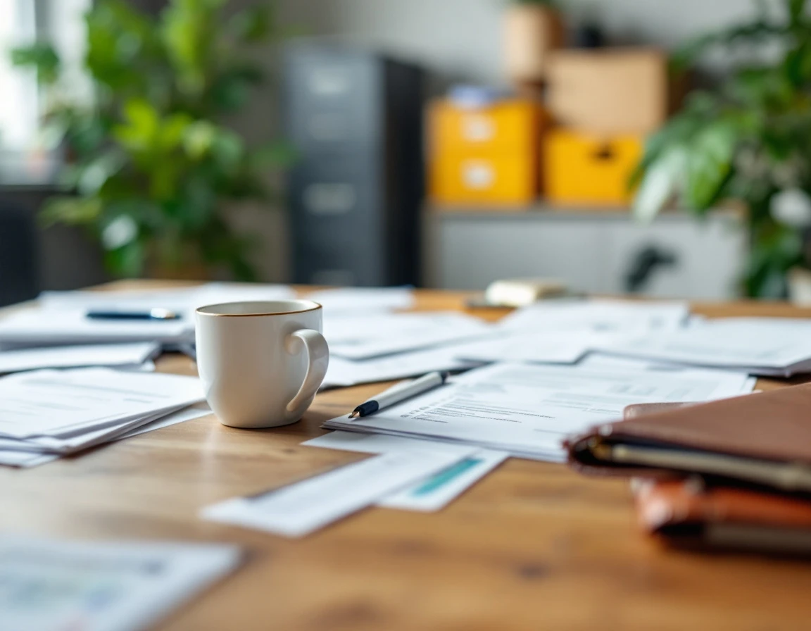 Small business desk with hiring materials and employment paperwork during seasonal staffing preparation