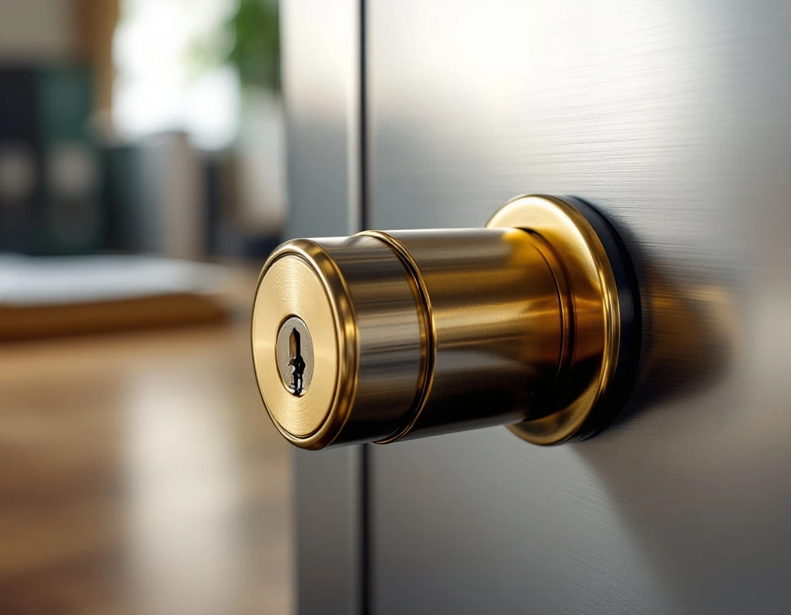 Professional mailbox lock mechanism showing secure hardware for commercial mail rental services