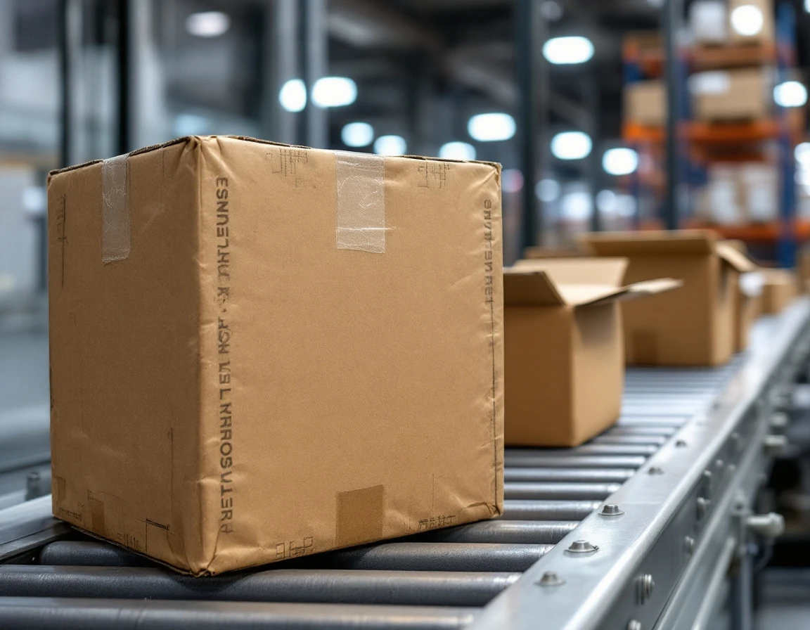 Returned packages on warehouse conveyor system with automated sorting infrastructure