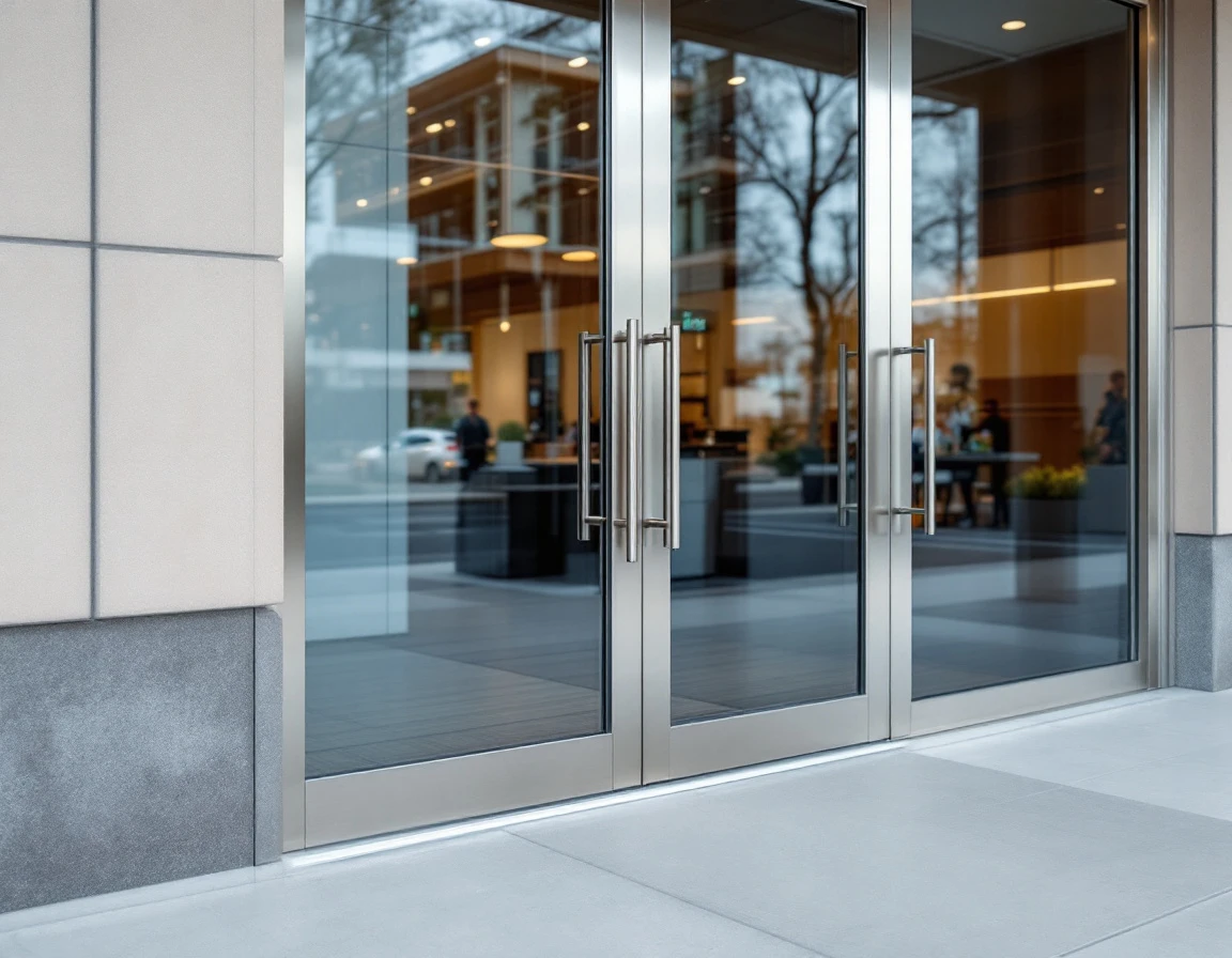 ADA-compliant commercial entrance with accessible door hardware and smooth approach surface