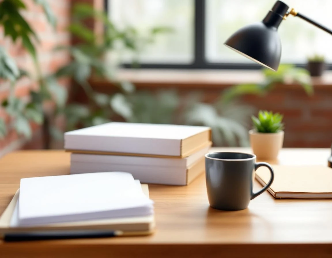 Clean workspace with blank papers and notebooks suggesting strategic business planning and pricing model development