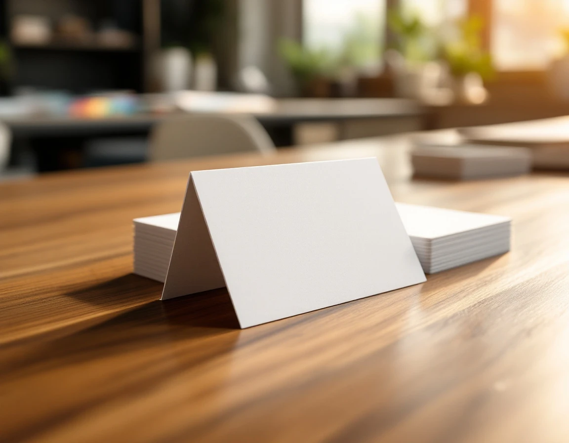 Premium business card stock displayed edge-on showing material quality and craftsmanship detail