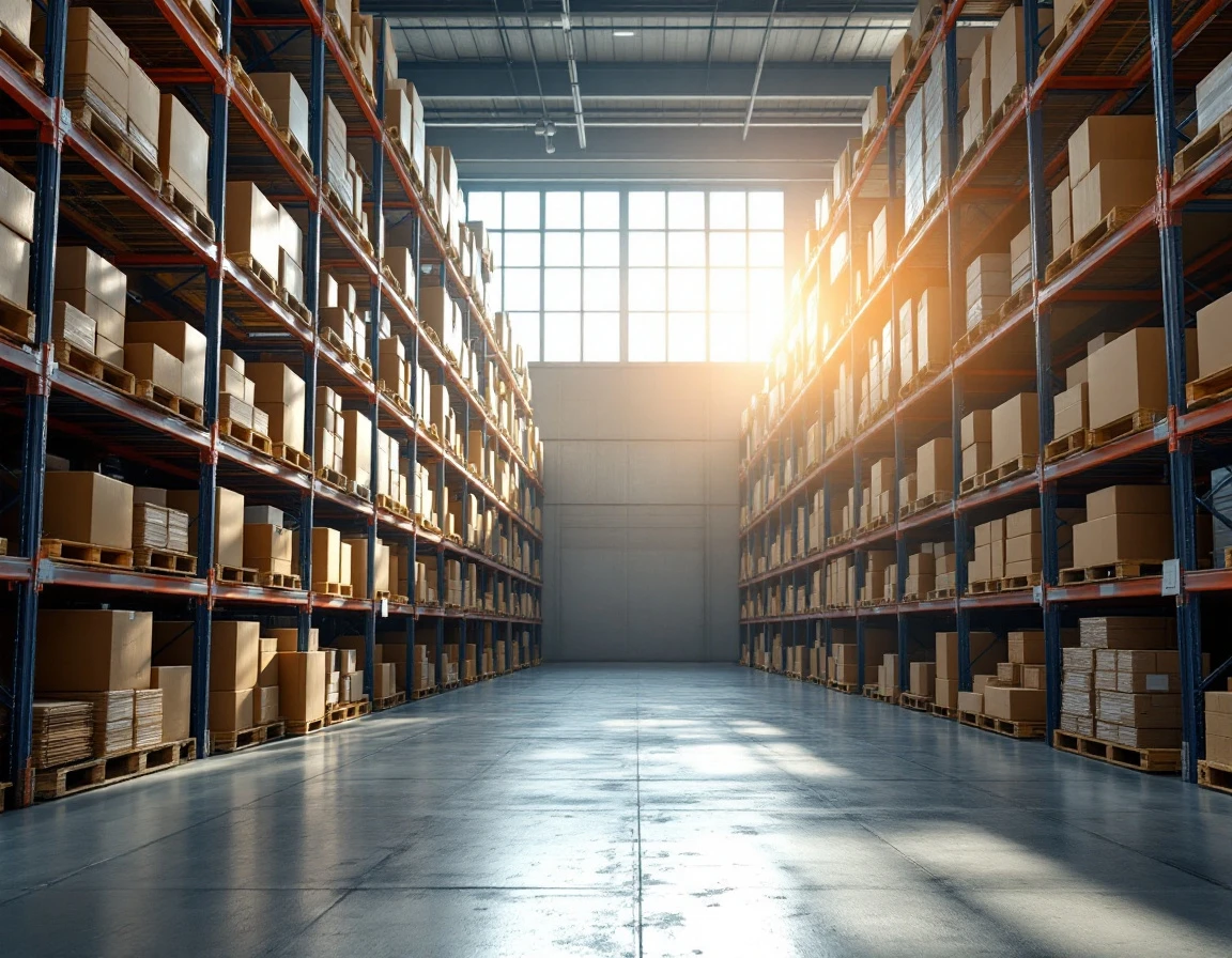 Warehouse shelving showing varied inventory density levels and available capacity for peak season planning