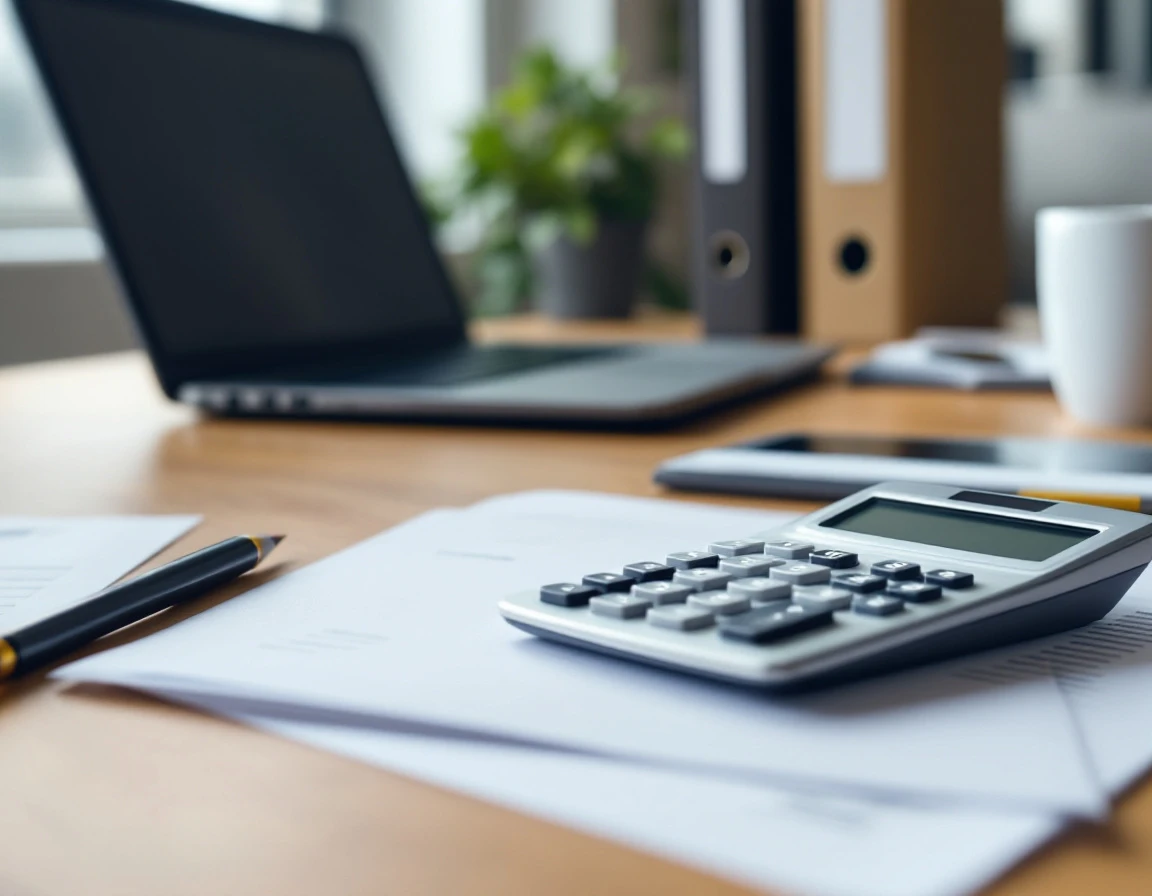 Calculator and financial documents on desk during cost recovery audit analysis