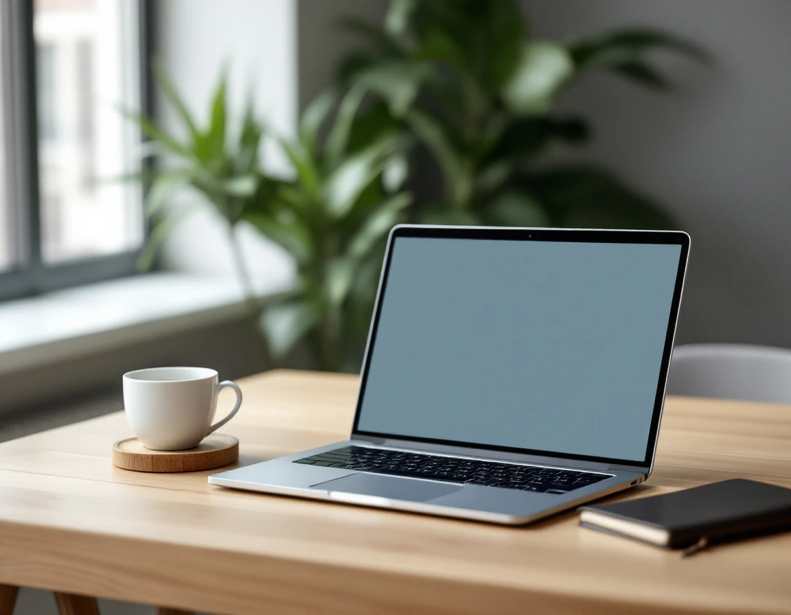 Modern office workspace with laptop and desk setup for financial analysis and billing review
