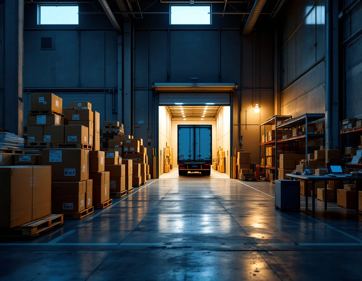 Warehouse shipping dock showing three operational areas where billing errors and surcharges often accumulate