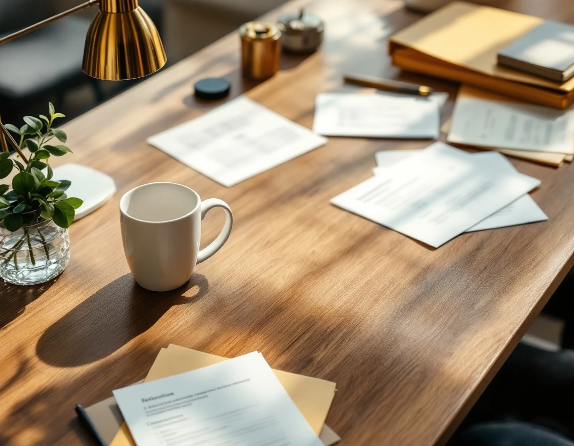 Organized office desk with compliance folders and retention schedules for payroll records