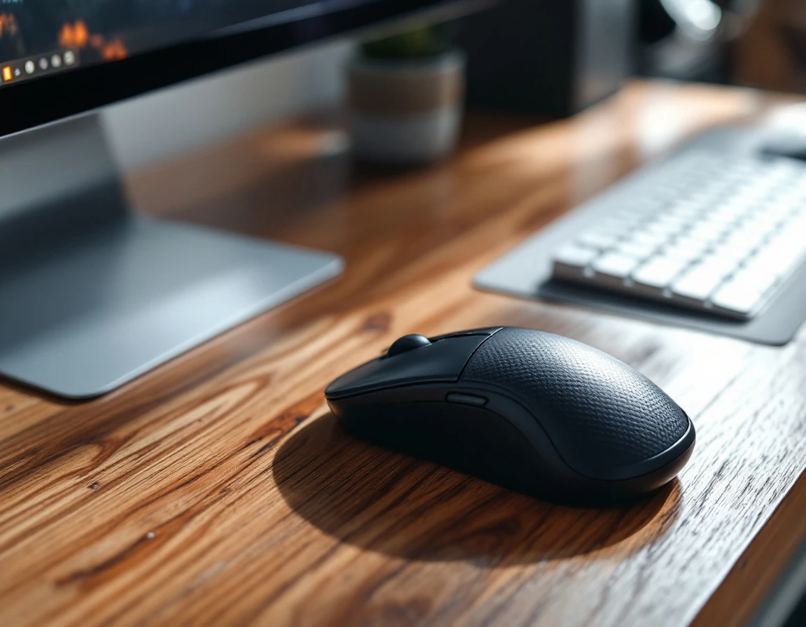 Ergonomic keyboard and mouse with high-contrast keys and accessible design on wooden desk