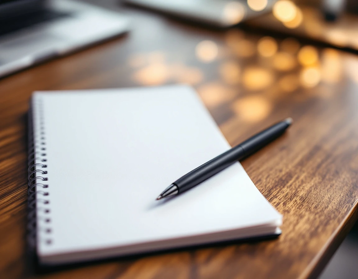 Blank notepad and pen on office desk prepared for worker classification documentation review