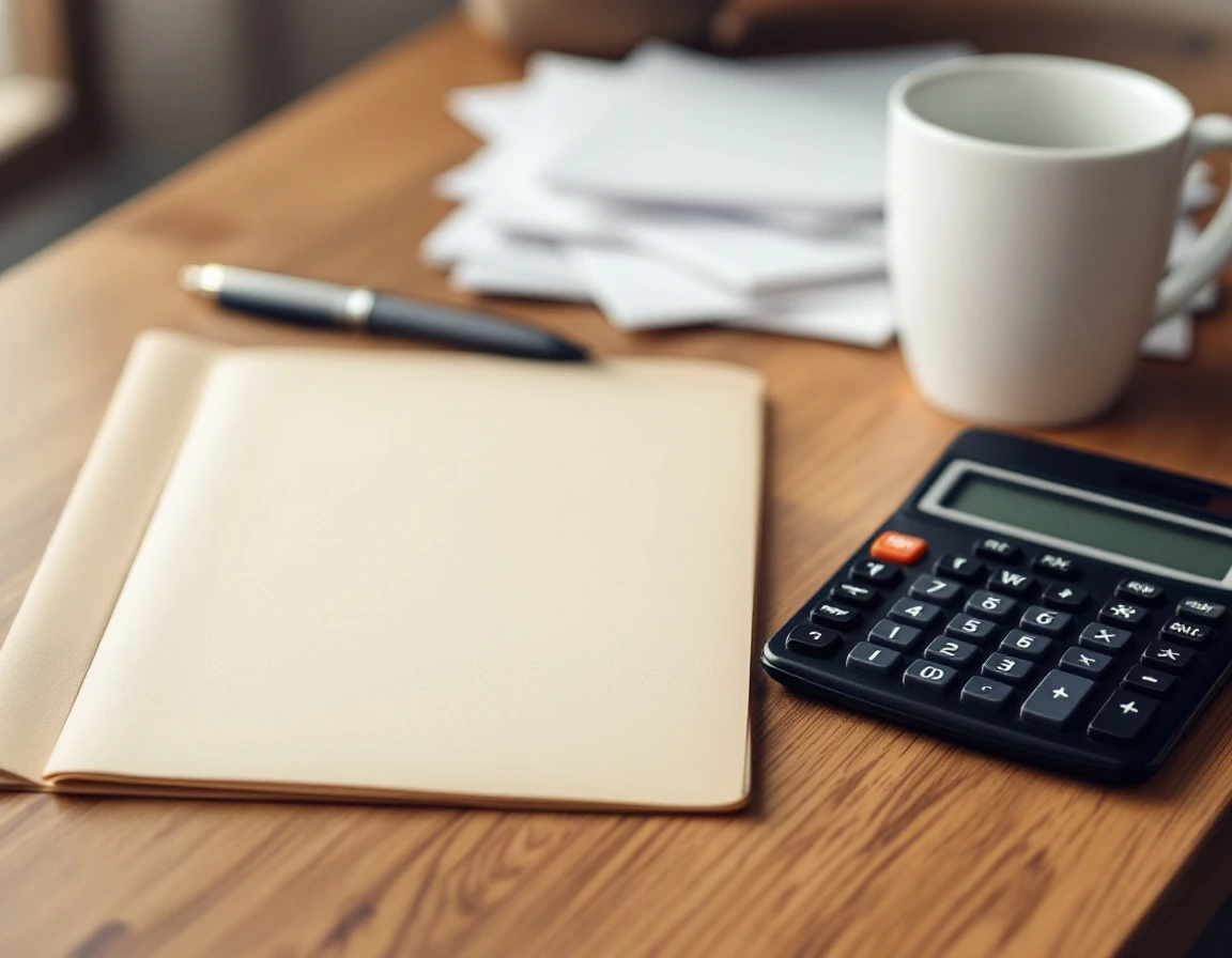 Organized desk with calculator, coffee, and blank tax filing materials ready for small business deadline preparation