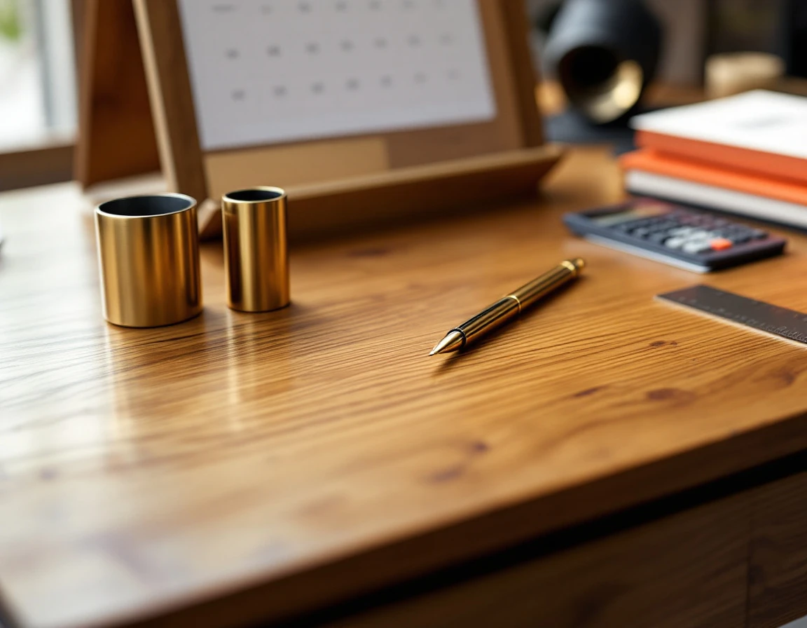 Professional desk with calendar, calculator, and reference materials for payroll decision planning