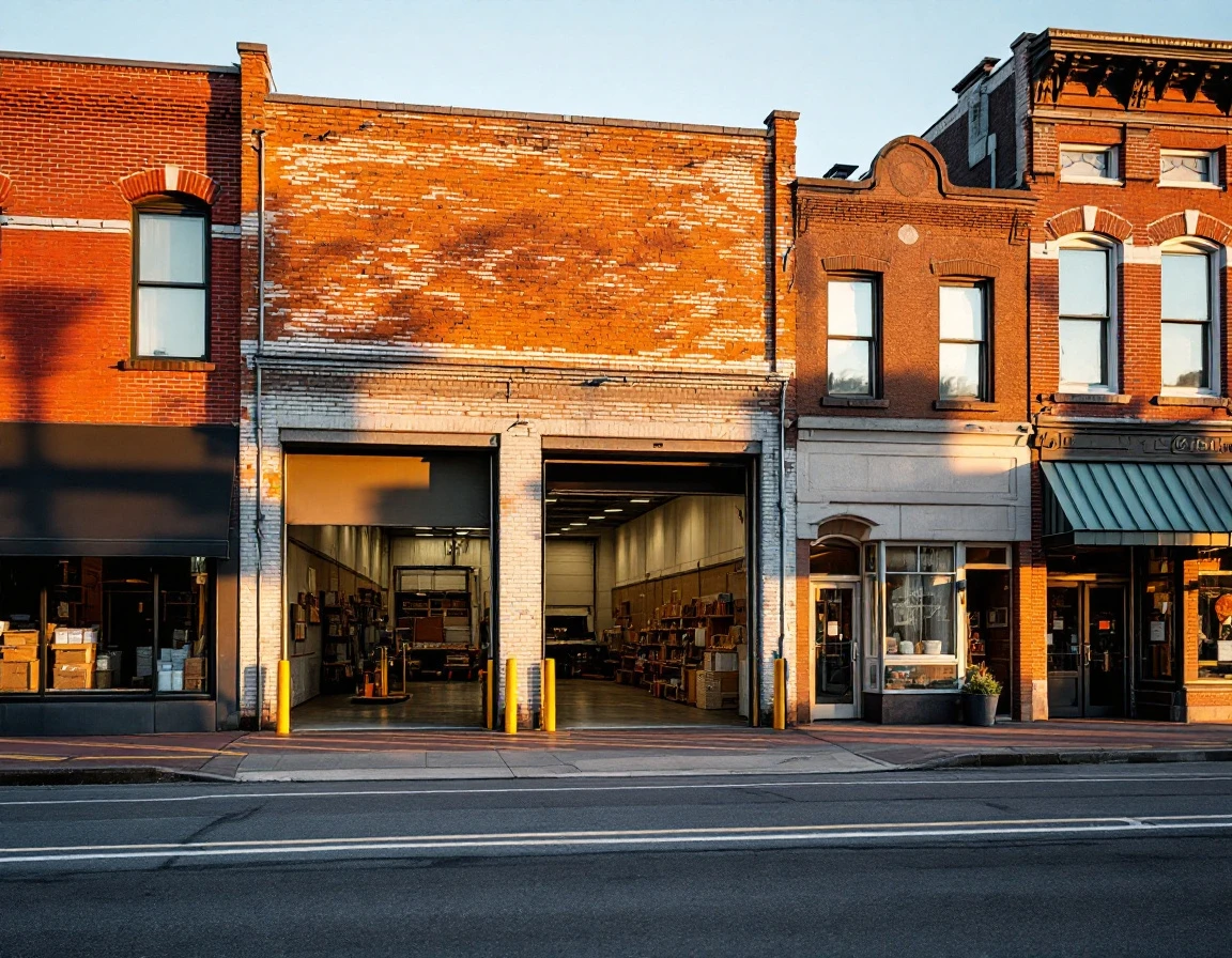 Retail loading dock operations during evening hours in a multi-location commercial district