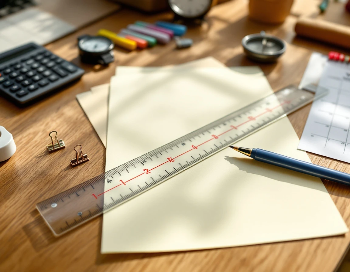 Workspace with calculator, ruler, and planning tools arranged for strategic labor cost analysis