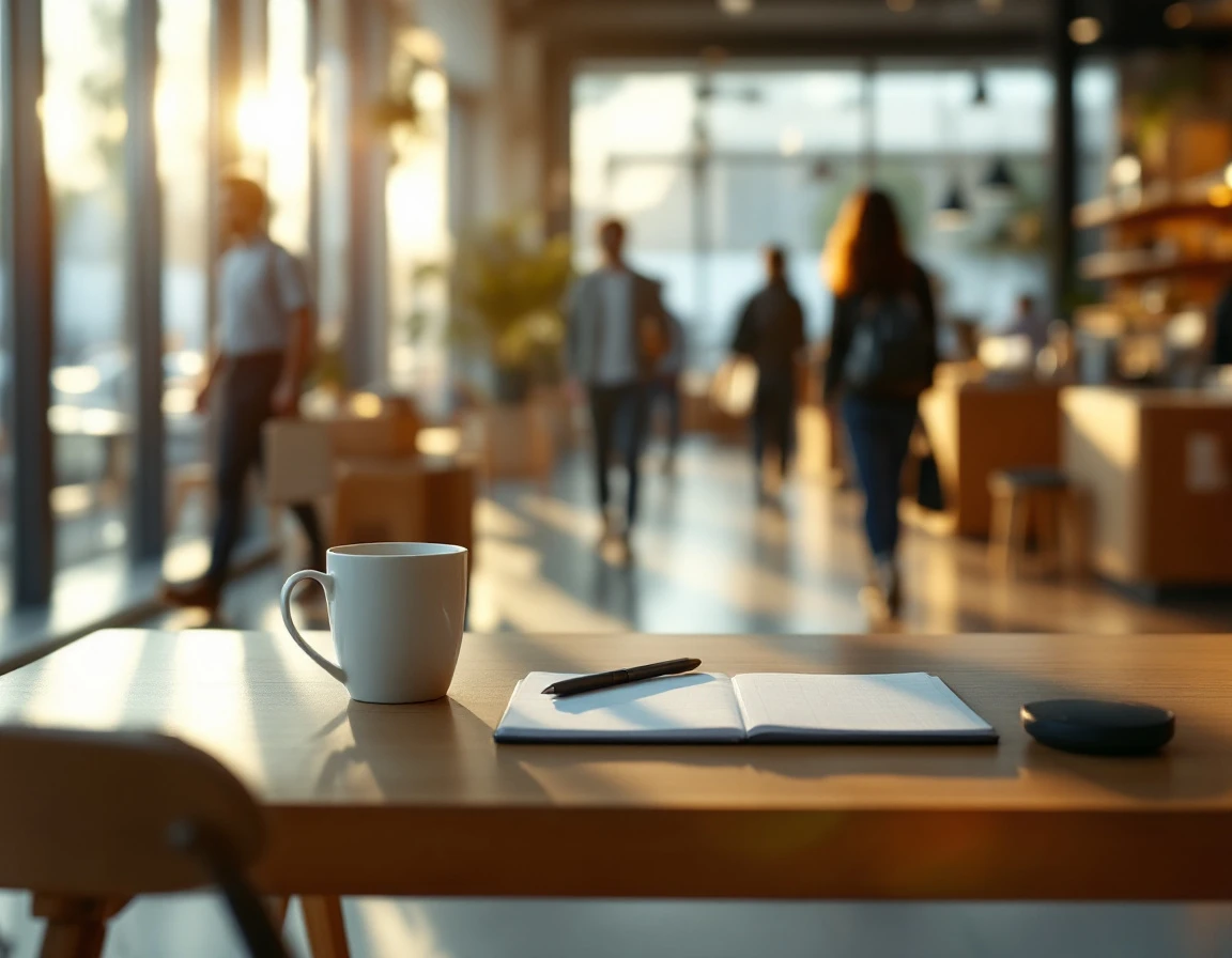 Retail workspace with morning light before peak hours showing strategic planning environment