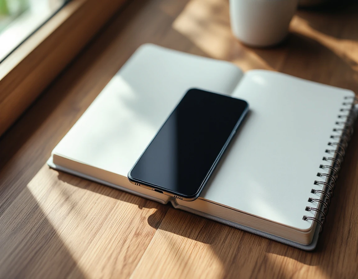 Smartphone on wooden desk with notebook and plant showing appointment reminder workflow setup