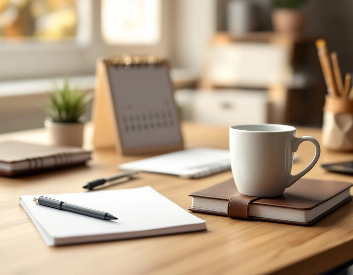 Professional VoIP headset on office desk with coffee and notebooks for call center staffing preparation