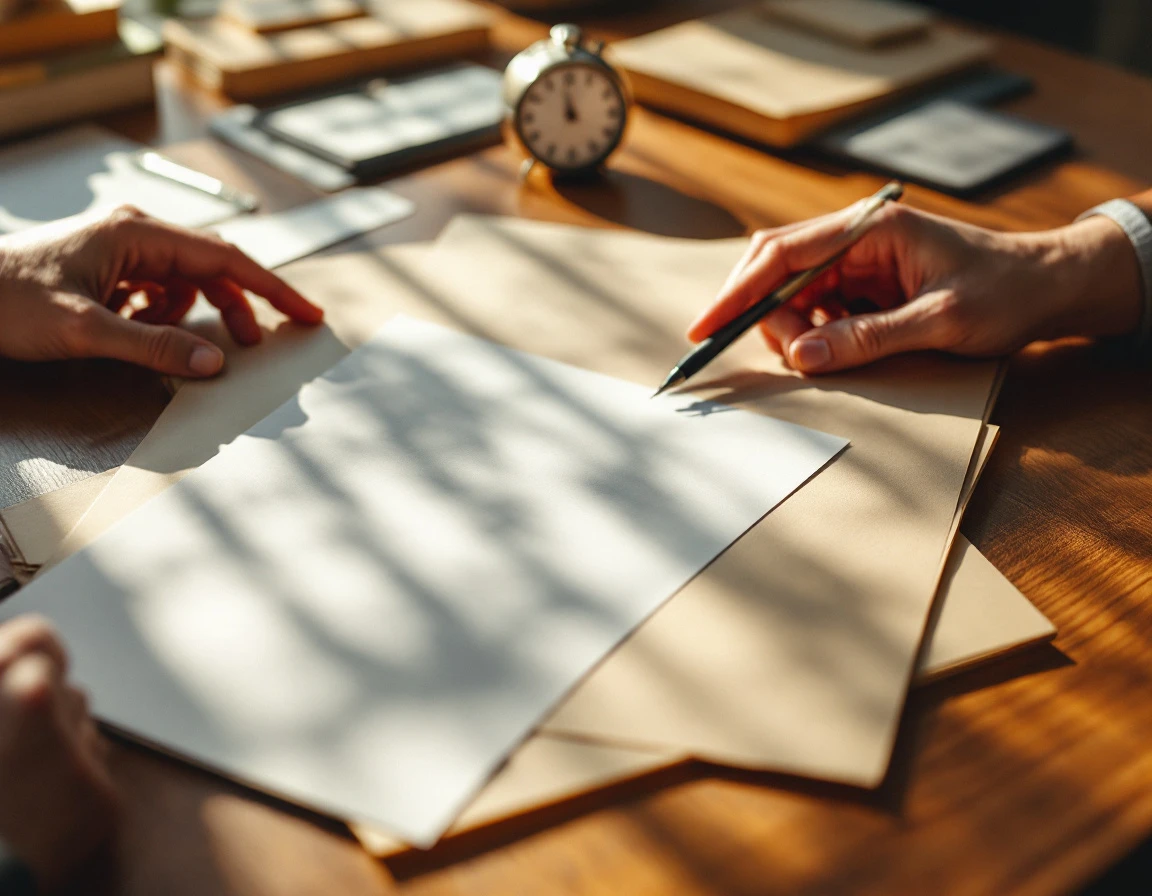 Professional workspace with clipboard, pen, and timer arranged for employee readiness assessment