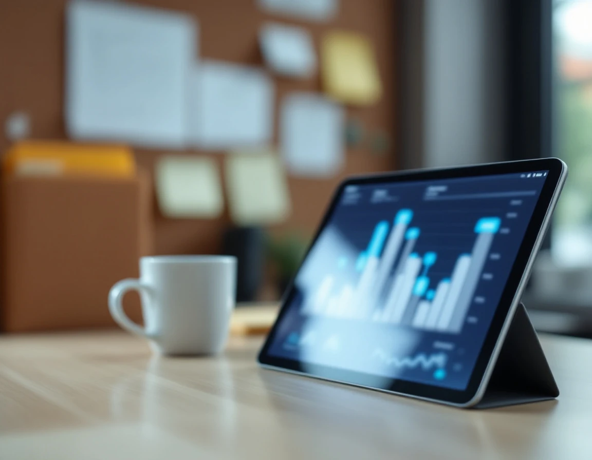 Tablet and compliance documentation on desk with natural lighting and organized workspace materials