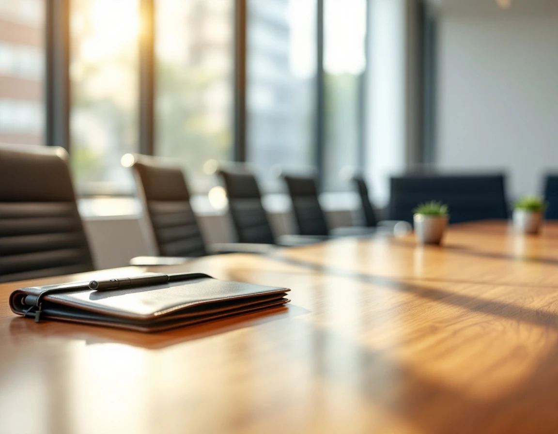 Training room prepared for role-specific AI ethics instruction with materials on conference table