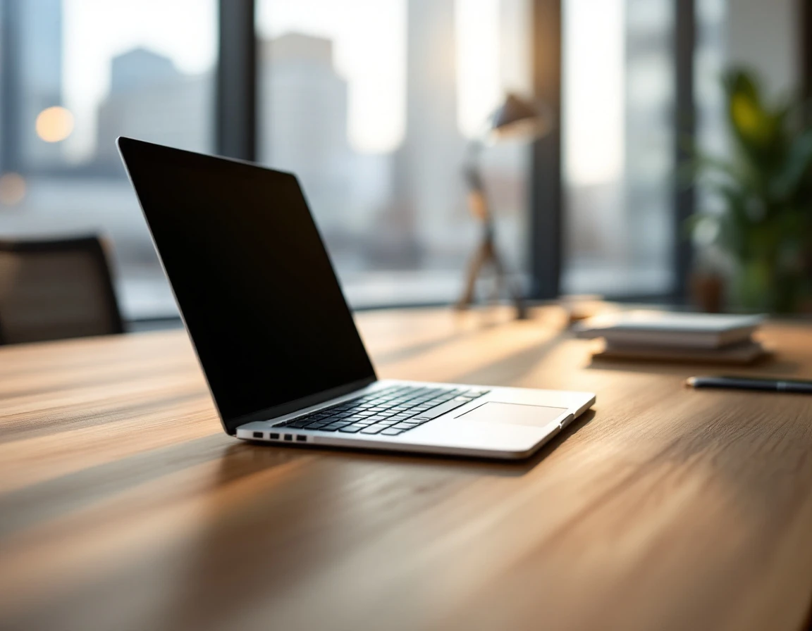 Empty desk with closed laptop showing absence of scheduling administrative work