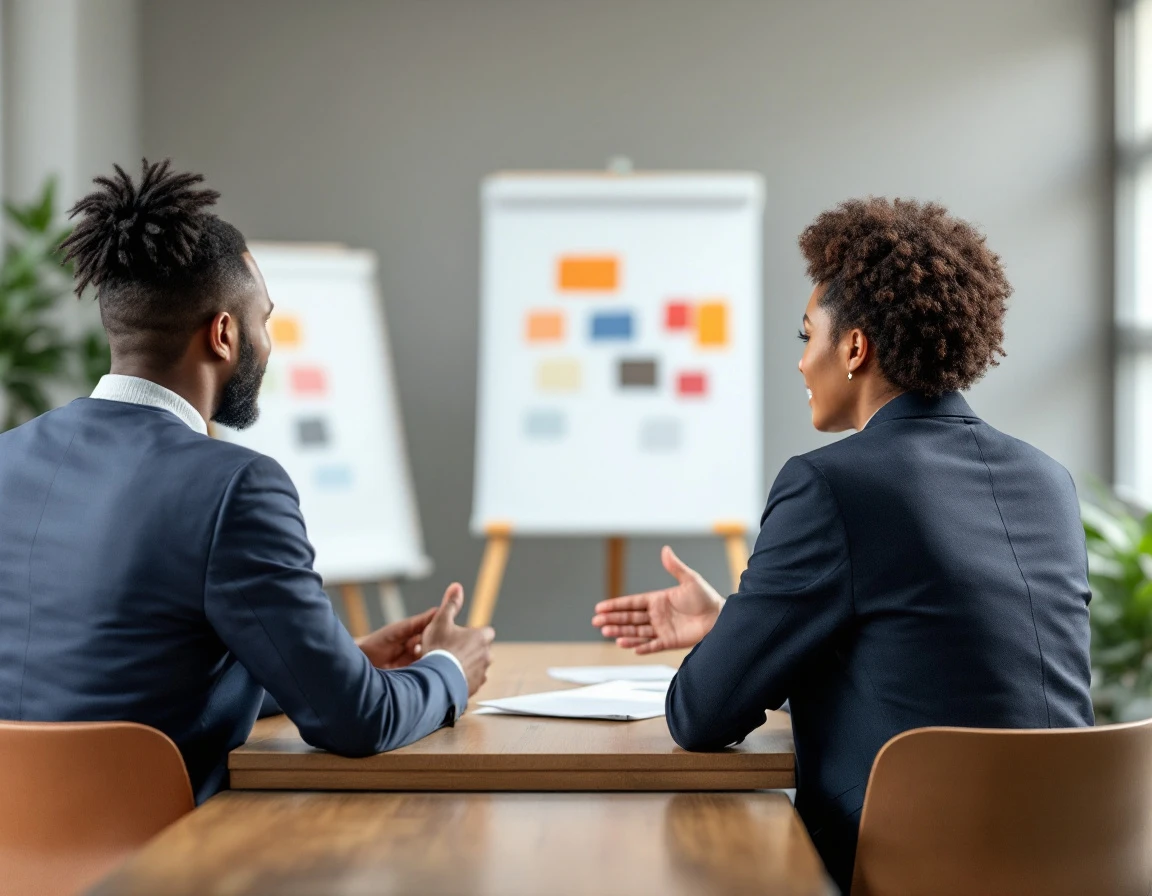 Training professionals practicing calm communication techniques during a workplace de-escalation session