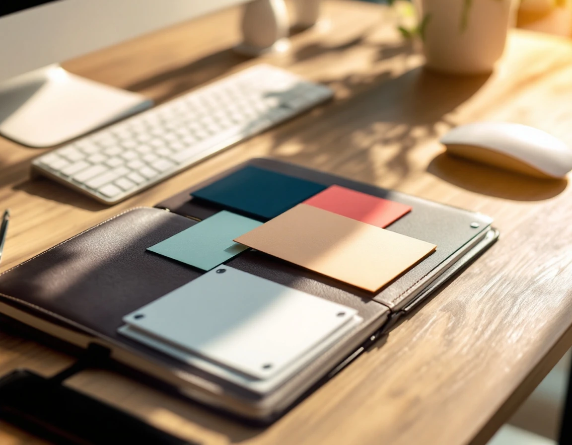 Organized desk workspace with color-coded customer segments arranged by engagement status