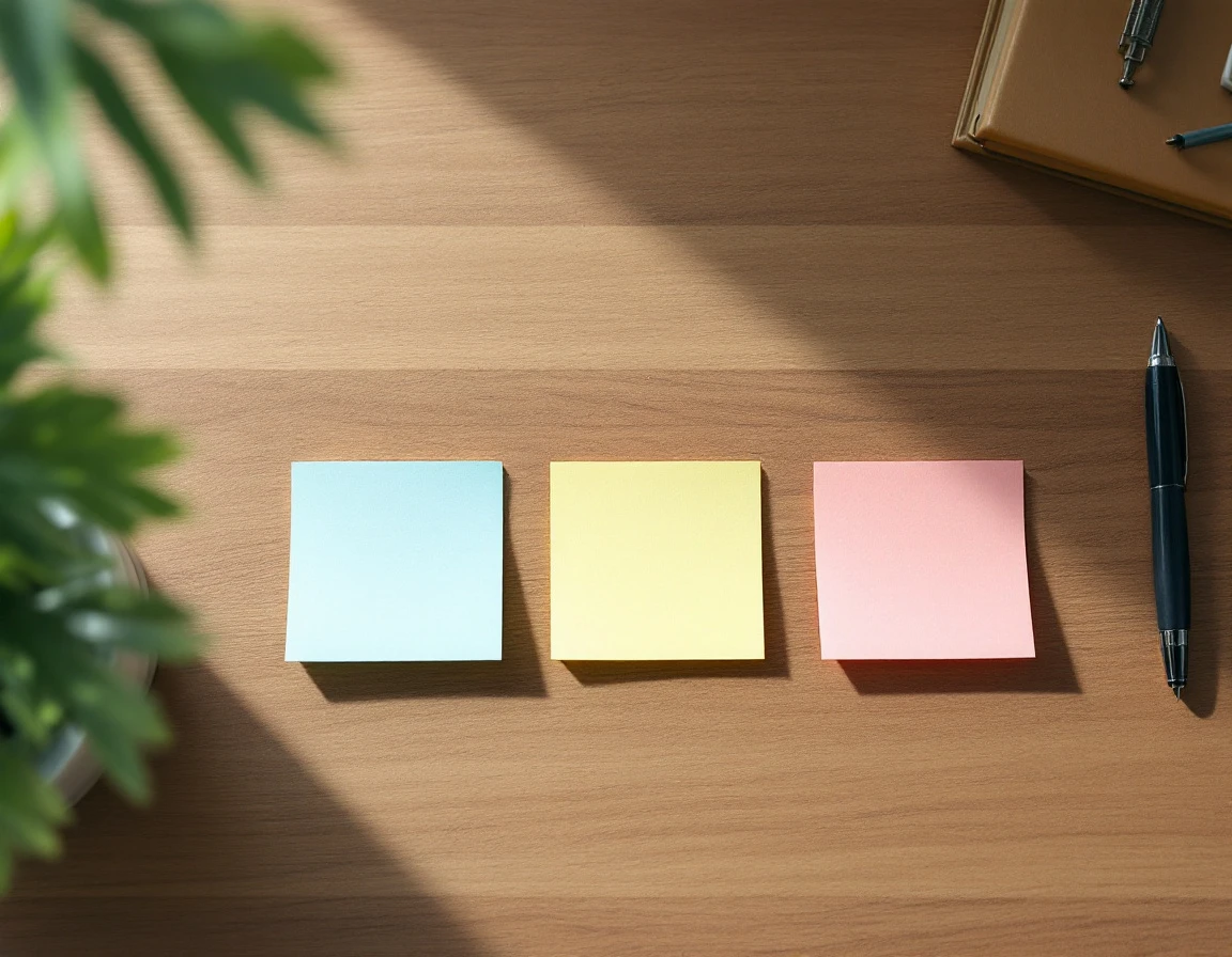 Sequence of colorful sticky notes arranged in deliberate timeline showing planned outreach touchpoints