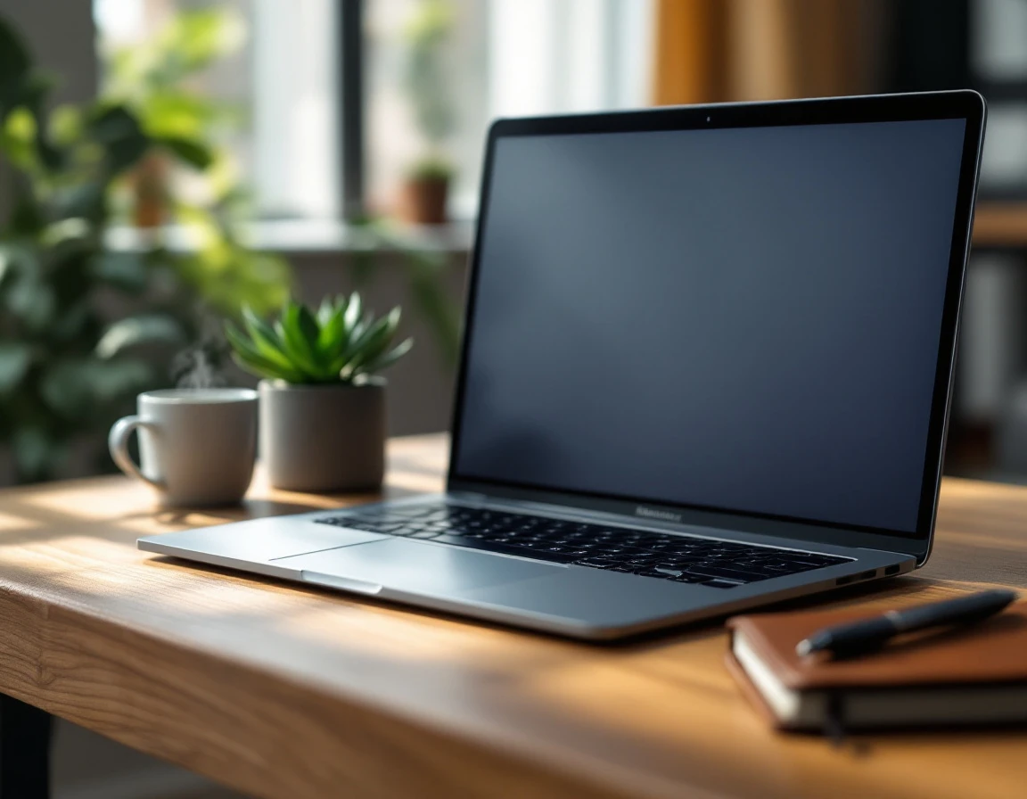 Professional workspace with laptop, coffee, and desk accessories showing automation workflow integration