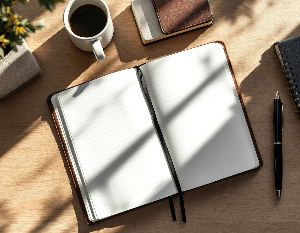 Blank notebook and pen on modern office desk emphasizing documentation practices
