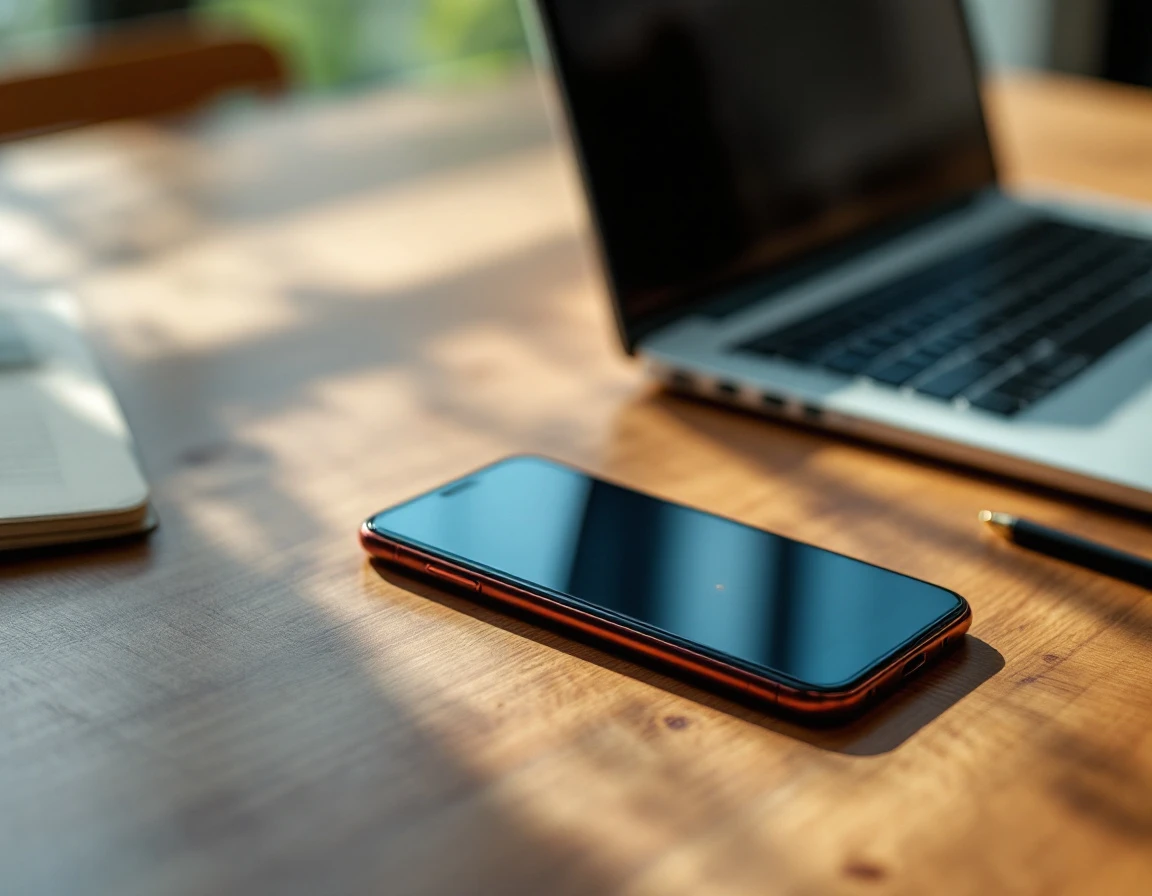 Smartphone with notification light beside laptop on desk representing automated triggered outreach