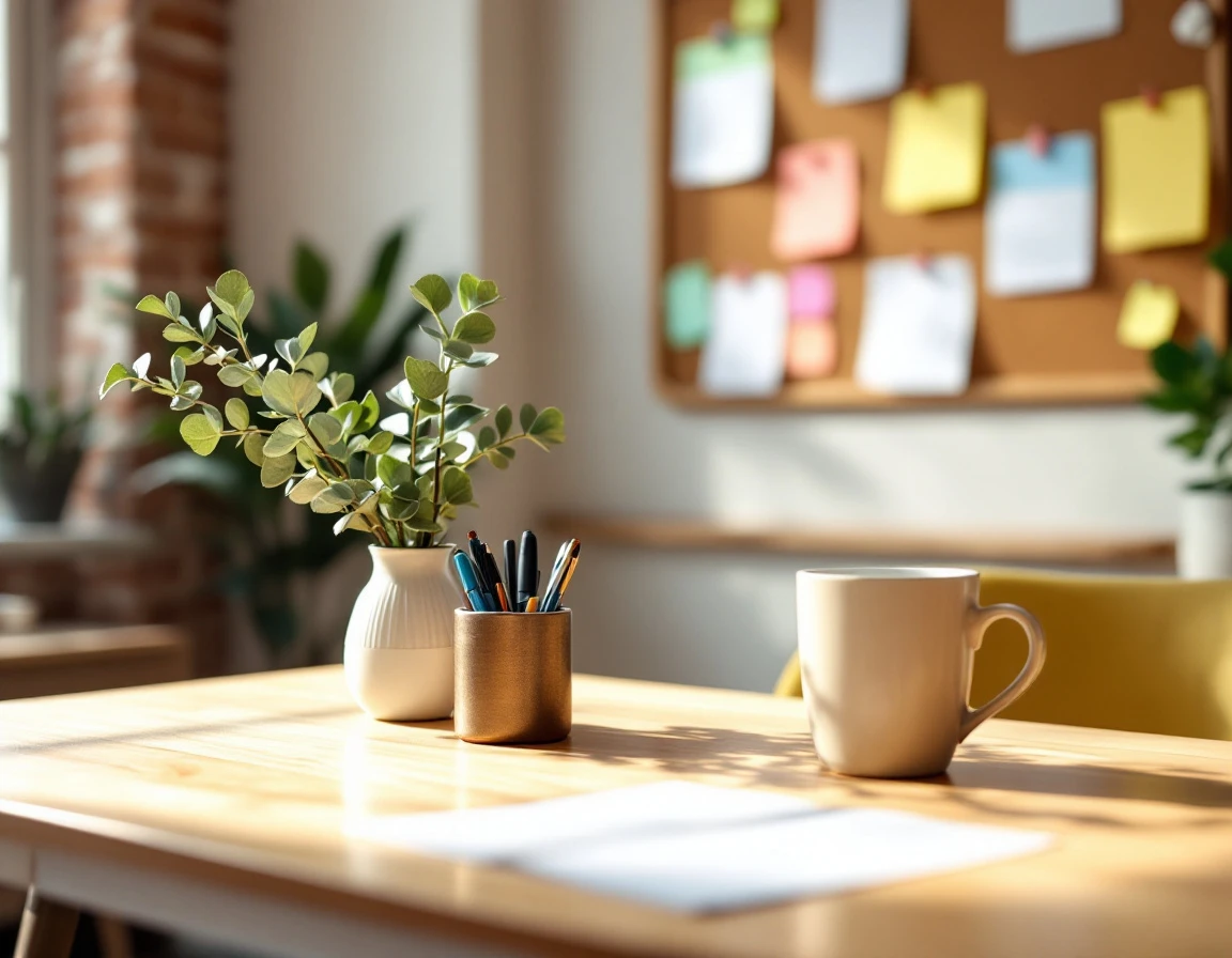 Retail planning desk with blurred calendar board showing Q4 promotional strategy workspace