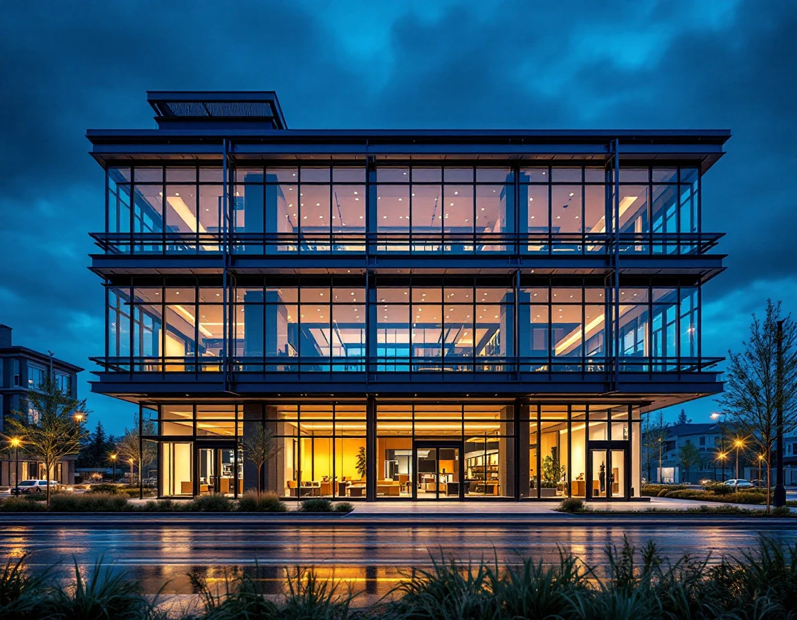 Modern commercial building with glass storefronts designed for flexible multi-tenant retail configuration