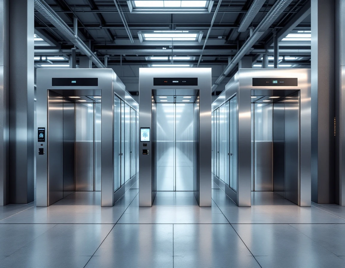 Three parallel biometric security gateways in modern e-commerce data center with layered authentication infrastructure
